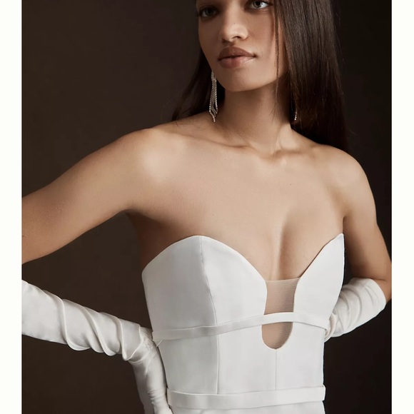 BHLDN Anthropologie Besa Brie Strapless Crepe Wedding Gown - Picture 2 of 7